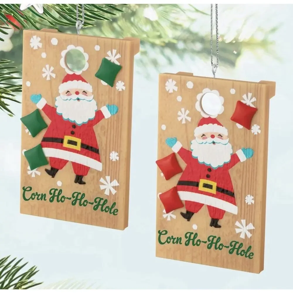 Hallmark Keepsake Corn Ho-Ho-Hole Santa Hanging Christmas Ornament 2025 Set of 2
